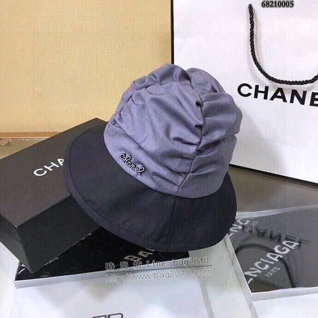 Chanel新品女士帽子 香奈兒春夏褶皺漁夫帽遮陽帽  mm1431